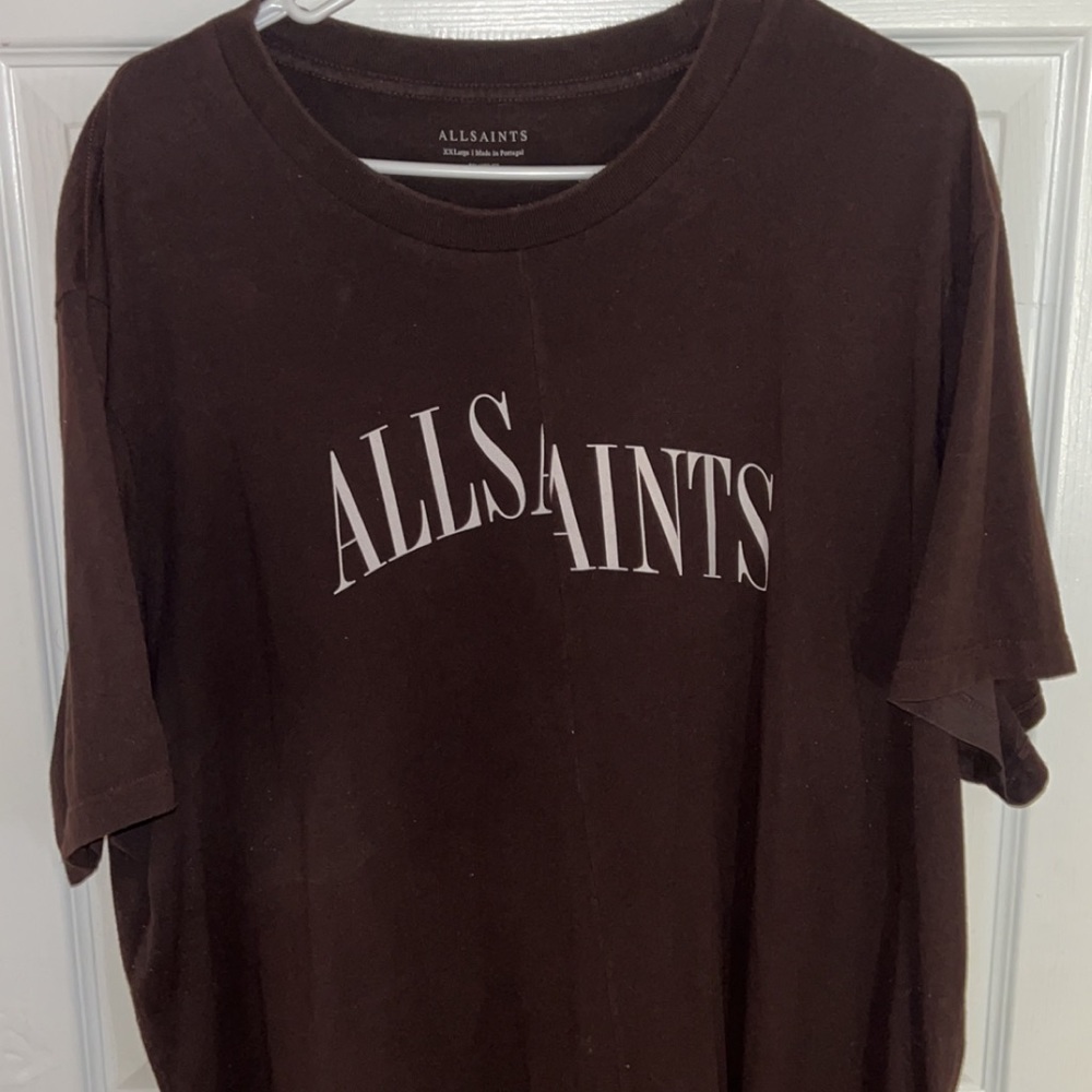 Brown XXL asymmetrical All Saints T-shirt